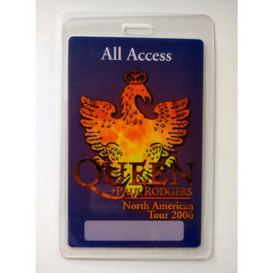 Queen Plastic Laminated Concert Backstage Pass 2006 Tour Paul Rodgers Hard Rock